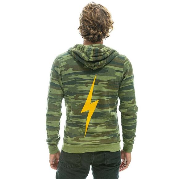 Aviator Nation Bolt Zip Hoodie Camo Lightning Graphic Full Zip Sweatshirt Med - Picture 16 of 16